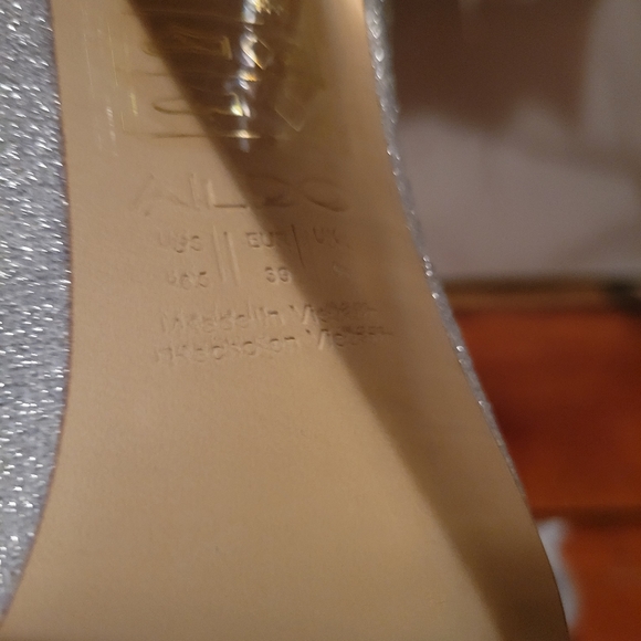 Aldo Silver Lovelyy Fabric Pull On Clear Heel Boot - Picture 10 of 10